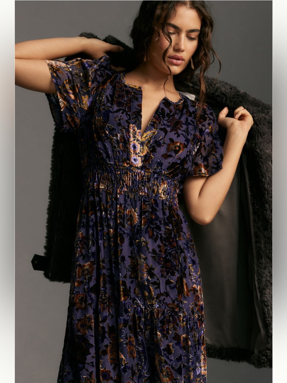 Anthropologie The Somerset Purple Velvet Edition, Maxi Dress, medium - Picture 4 of 12